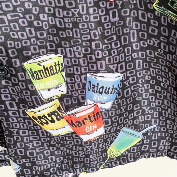 Ferugini Hawaiian Tiki Cocktail Graphic Casual Button Down Shirt Men’s size XL - Picture 6 of 9